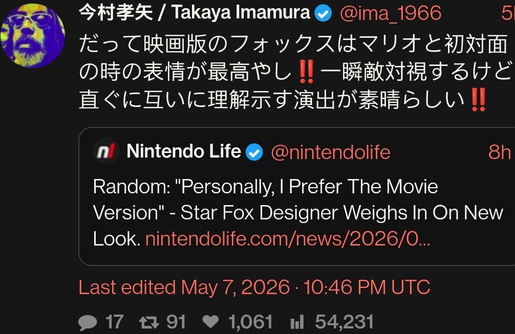 ima_1966:〝だって映画版のフォックスはマリオと初対面の時の表情が最高やし‼️一瞬敵対視するけど直ぐに互いに理解示す演出が素晴らしい‼️〟